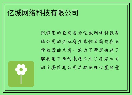 亿城网络科技有限公司